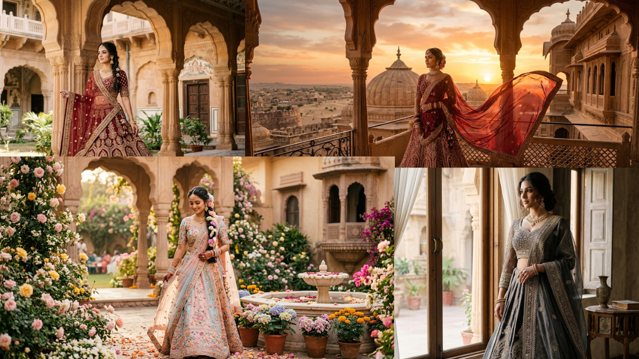 10 Reve AI Photo Editing Prompts for Girls to Create Beautiful Ultra-Realistic Lehenga Portraits