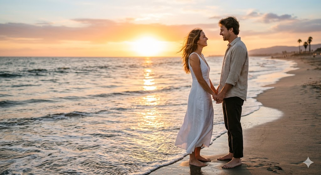 Romantic Sunset Beach Couple Prompt