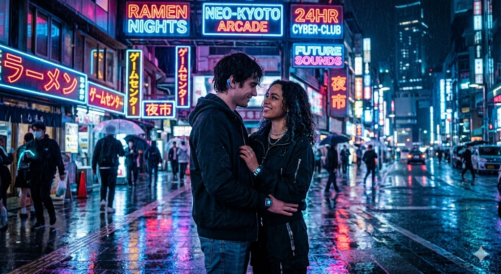 Night City Romantic Couple Prompt