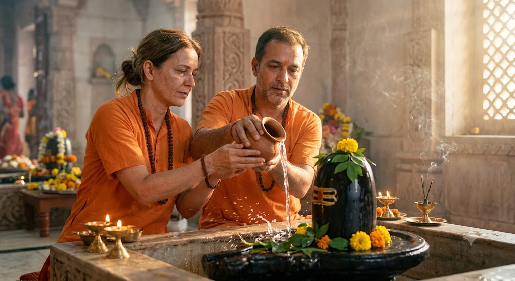 Jal Abhishek at the Shivling